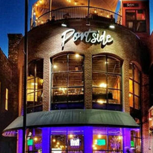 The exterior view of Portside nightclub located in the River Exchange Building Downtown Stillwater Minnesota.